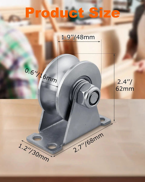 Pulley Wheel 304 Stainless Steel Block With Wall Mount U Groove Set Of 4 Quiet Double Bearing Cable Pulleys 48mm size