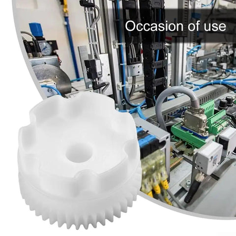 Plastic Gear Set For RS550 And RS390 Motors next to industrial machinery, battery powered vehicle accessories visible.