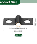 100 Pack U Shaped Pipe Clamps 3mm Diameter 2 Hole Strap Brackets product size and dimensions