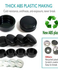 Anti Theft License Plate Screws Set In Rust Resistant Stainless Steel Tamper Proof Security Bolts with Black Caps displayed