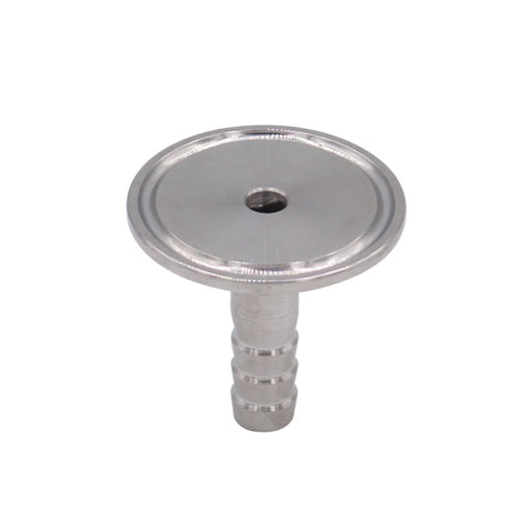 Front view of DERNORD 1.5-inch tri-clamp to 0.5-inch hose barb adapter in SUS304 stainless steel.