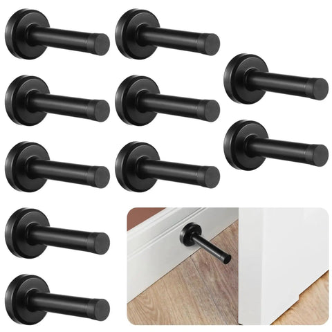 Heavy Duty Stainless Steel Door Stoppers With Rubber Tip Buffers in matte black finish, wall protectors installation example