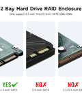 Image showing compatibility info for Tool Free Dual Bay External Hard Drive Enclosure For 2.5 Inch SATA SSD HDD. 2.5-inch supported.
