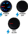Tinted Seven Color Turbo Boost And Vacuum Gauge Kit For Turbo Cars 0 To 30 PSI Boost And Negative Thirty To Zero InHg Vacuum Mechanical Dial 52 Millimeter Real Time Readouts For Quick Boost Checks Easy Install, power on/off views