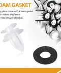 Close-up of BMW 120Pcs Door Panel Clips Trim Retainer Kit with foam gasket for vibration prevention.
