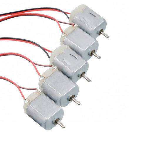 5 of the 10 Pcs DC Motors 1.5V To 6V Type 130 Tiny Miniature Electric Motors With Male Dupont Jumper Wires For Arduino Projects DIY Hobbyists Kit