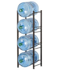 Heavy Duty 4 Tier Water Jug Rack for 5 Gallon Jugs Detachable Black Metal Bottle Holder Space Saving Storage Shelf Organizer