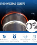Close-up of Two Piece 33517U Spindle Sleeve With Lube Hole for UFP boat trailer spindle showing 2pcs title and durability icons