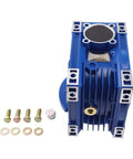 MRV063 Worm Gear Speed Reducer 100 To 1 Reduction With 56C Flange For Industrial Machinery Four Bolts Blue Unit