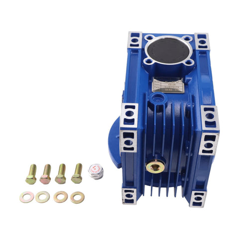 MRV063 Worm Gear Speed Reducer 100 To 1 Reduction With 56C Flange For Industrial Machinery Four Bolts Blue Unit