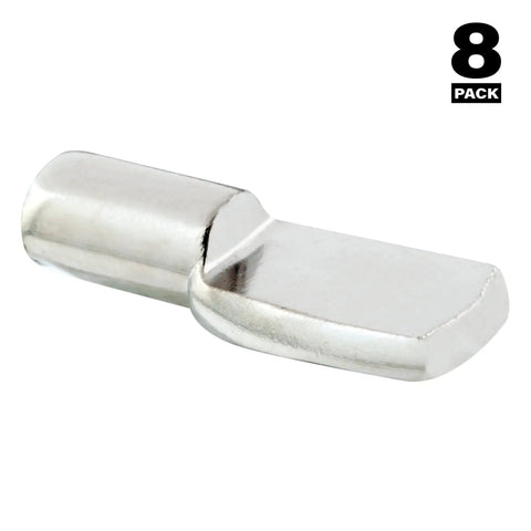 Kickass Nickel Plated Steel Shelf Support Pegs Rock Solid Adjustable Cabinet Hardware For Closets And Garages Zero Hassle Setup Total Storage Upgrade 8 Pack close-up view of one peg