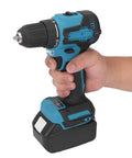 Heavy Duty Cordless Drill Driver Delivers Kickin Torsion Power Dual Speed Settings Built In Led Lamp And Grippy Ergonomic Handle For Tough Wood Tile Steel Jobs held in hand.
