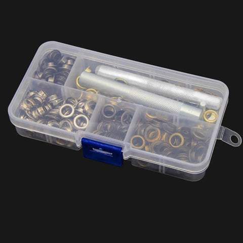 One Quarter Inch Grommet Kit 200 Piece Set With Durable Metal Eyelets And Tools In Gold Silver Black Bronze For Leather Craft Diy Projects