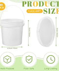 Diagram showing dimensions of 10 Pack 1.4 Quart White Plastic Storage Buckets With Airtight Lids And Built In Handles.