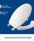 Commercial Open Front Round Plastic Toilet Seat Heavy Duty Industrial With Lid Easy Top Tighten Hinges Stainless Steel Hardware