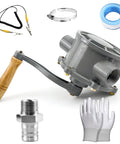 Heavy Duty Two Way Rotary Fuel Pump Kit For Gas Caddy 30 35 40 Gallon Transfer NPT Thread Hand Siphon Pump Inlet One And One Quarter Inch Outlet One Inch Sealing Tape Included, aluminum pump kit