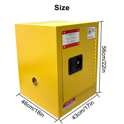 Heavy Duty Flammable Storage Cabinet With Adjustable Shelves Explosion Proof Hazmat Locker For Home, Workshop, And Industrial Use, Double Wall Steel Construction, Manual Door, 17 x 18 x 22 Inches