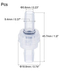 One Way Inline Hose Connector Check Valve Three Eighth Inch Dia Non Return For Water And Oil Lines EPDM Plastic Translucent