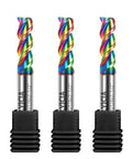 Front view of Three Piece 1/4 Inch Tungsten Carbide End Mills Set With 3 Flutes DLC Coated For Aluminum And Copper Alloys CNC Milling Bits