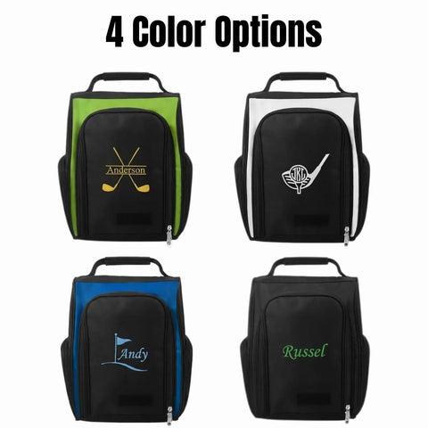 Personalized Golf Shoe Bag For Men And Women With Custom Monogram And Embroidered Initials Four Color Options Durable Polyester