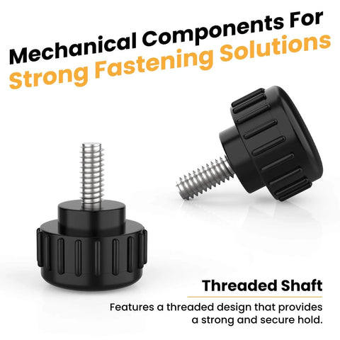 Knurled M4 Thumb Screws 10 Mm Thread Black Round Clamping Screws Stainless Steel With 14 Mm Head Diameter For Machinery And Latches 8 Pack Rust Resistant And Easy Grip DIY Projects