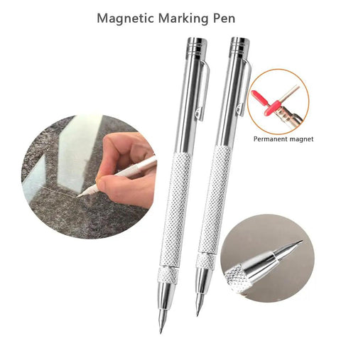 Top Shelf Heavy Duty Tungsten Carbide Scriber Tool With Ridiculously Strong Magnet Plus Twenty Ready Swap Marking Tips For Dead Easy Engraving On Tough Metal Glass Wood Ceramic Surfaces, marking pen set.
