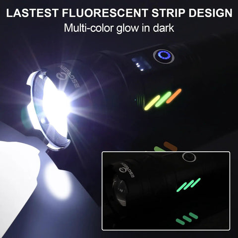 Rechargeable High Lumen Flashlight With 100000 Lumens Hella Bright Long Range Beam Up To 5000 Ft USB C Fast Charge glowing strips