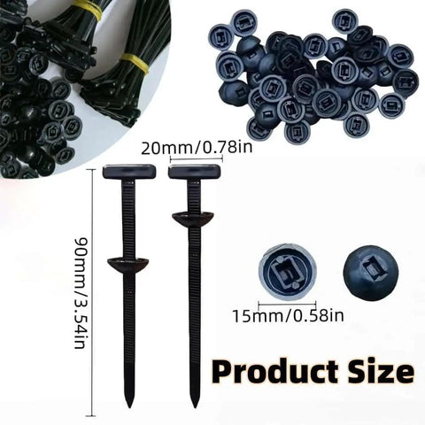 Heavy Duty Nylon Universal Cable Tie Buckle For Car Repairs Self Locking Zip Ties Holder with dimensions and components