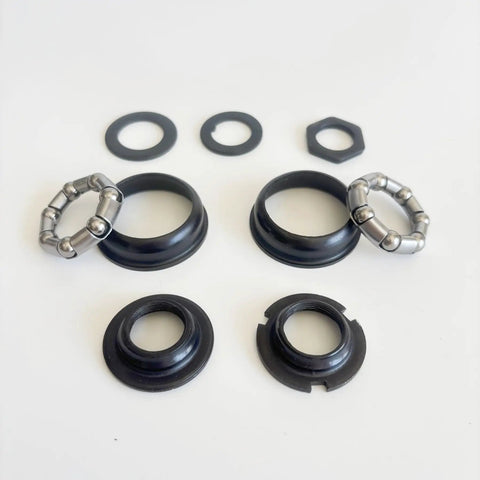 Beefy Bottom Bracket Set For One Piece Crank Bikes 1.69 Inch Cup 43mm OD Steel Frame Cups 9-Piece Kit With Ball Retainers