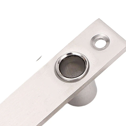 Close-up of Beefy Heavy Duty Pivot Hinge 300 LB Load, 360 Degree Rotation Stainless Steel Hidden Door Hinge for secret doors or frames.