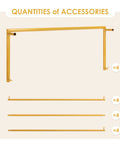 Gold Outdoor Metal Arbor Frame Stand 4.95 By 6.56 Ft Backyard Garden Arch Trellis accessories showing metal parts and quantities.