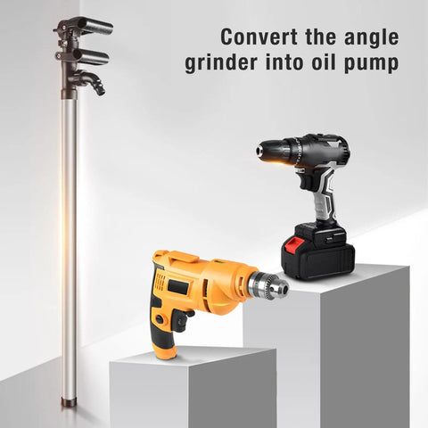 Oppwong Angle grinder oil drum pump with 3 adapters efficient liquid extractor kit transforms tool into fluid extractor for water and engine oil quick change versatility home garage handy