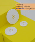 Six Piece Spool Cap Replacement Set For Sewing Machines And Overlocks Includes 25mm 35mm And 45mm Caps Fits Most Machines Easy Install Spool Pin Covers For Fast Fixes And Smooth Stitching, white plastic spool caps