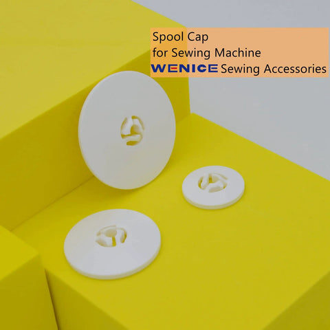 Six Piece Spool Cap Replacement Set For Sewing Machines And Overlocks Includes 25mm 35mm And 45mm Caps Fits Most Machines Easy Install Spool Pin Covers For Fast Fixes And Smooth Stitching, white plastic spool caps