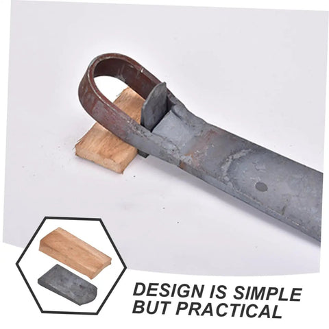 4 Piece Garden Hoe Head Fixer Replacement Parts Kit With Iron Pin And Wooden Handle For Pro Grade Yard Work Easy Install Durable Hoe Heads Compatible With Most Garden Hoes showing metal fixture alongside wooden handle piece.