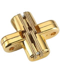 Gold Rotating Concealed Cabinet Hinges Set 2 Pieces 12x43mm Hidden Hinge With Silent Close Cross Pivot Door Fittings
