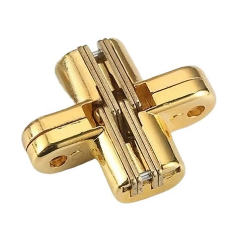 Gold Rotating Concealed Cabinet Hinges Set 2 Pieces 12x43mm Hidden Hinge With Silent Close Cross Pivot Door Fittings