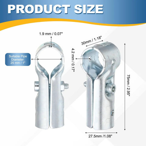 2 Pcs End Rail Clamps For 1 Inch Conduit Carbon Steel T Shaped Fence Fittings With Bolts And Nuts For DIY Shelves Racks Carts Pipe Projects Sturdy Galvanized Design Built Tough Easy Install And Secure Fit