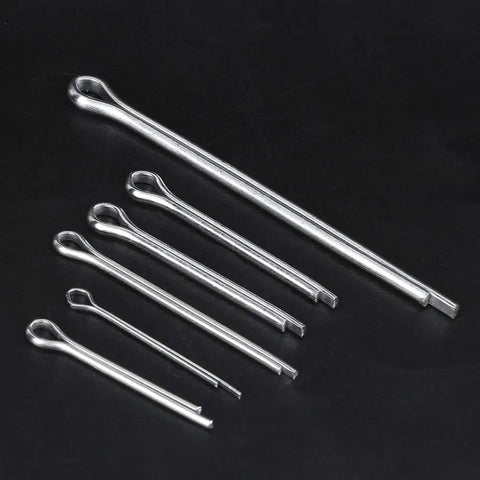 Heavy Duty Cotter Pin Assortment Kit With 555 Split Pins And Durable Case For Industrial Machinery Maintenance Jobs Across Various Sizes Made From Quality Iron, assorted iron split pins of different lengths.