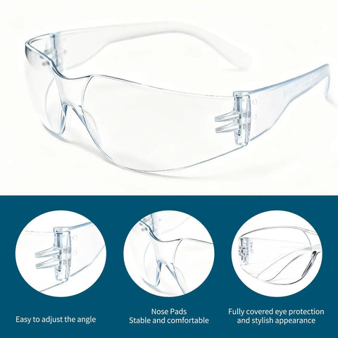 Heavy Duty Protective Safety Glasses Featuring Kickass Impact Resistance And ANSI Certification For Construction Crews and Workshop Pros, clear design, adjustable angle.