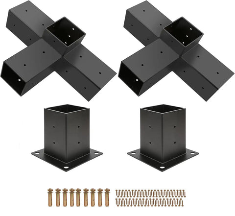 3 Way Right Angle Pergola Brackets 2 Pack For 4x4 Wood Beams Easy Install Weatherproof Corner Brackets Post Base Kit For Decks