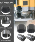 Two Pack Router Collet Replacement Kit One Half Inch Upgraded Beefed Up For Dewalt DW616 DW618 Series And MRC23EVS Models