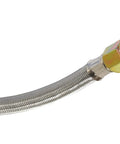 Close-up of stainless steel braided hose section for Five-Foot Universal QCC1 Low-Pressure Propane Regulator With Stainless Steel Braided Hose.