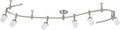 Six Head Integrated LED Track Light In Brushed Nickel With Flexible Adjustable Heads For Ambient Task Lighting