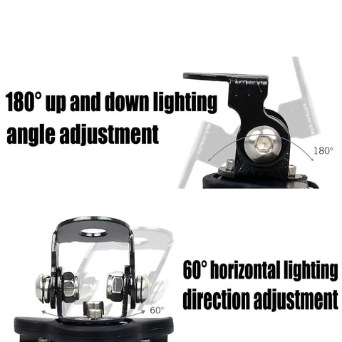 LED Light Bar Hood Mounting Brackets Set For Engine Hood 2 Pack showing 180° tilt and 60° rotation adjustments.