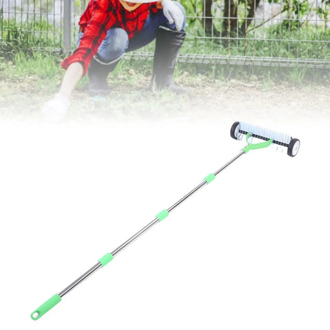 Beefy Heavy Duty Lawn Thatching Rake With Roller Design For Effortless Dead Grass Removal And Soil Loosening 15 Inch Wide