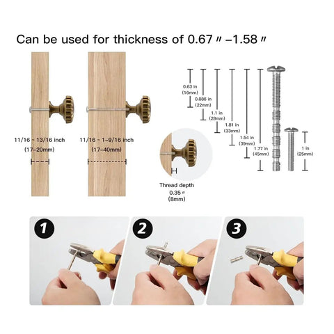 Installation instructions for 10 Pack Champagne Bronze Cabinet Knobs 1-1/5 Inch Round Solid Zinc Alloy Drawer Knobs