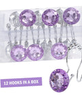 Double Hooks Glide Shower Curtain Rings No Fuss Rust Resistant Stainless Steel Purple Decorative Design For Easy Hanging