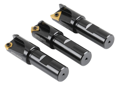 Little Hogger Workhorse End Mill Set 3 Pc With 45 Degree 90 Degree And 3 16th Radius Mills Three Quarter Inch Shank And 1 Inch Head Carbide Inserts Included For Steel And Cast Iron Machining