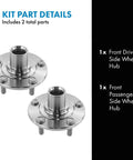 Front Wheel Hub Assembly Set For 2008-2017 Mitsubishi Lancer DE ES GTS Sportback And 2007-2019 Mitsubishi Outlander PHEV Driver Left And Passenger Right Sides 2 Piece Kit Beefy Build OE Quality Replacement Pro Grade Smooth Spin Easy Install shown with two wheel hubs